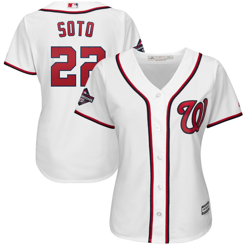 Nationals 22 Juan Soto White Women 2019 World Series Champions Cool Base Jersey