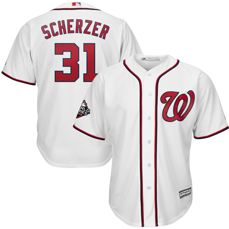 Nationals 31 Max Scherzer White 2019 World Series Bound Cool Base Jersey