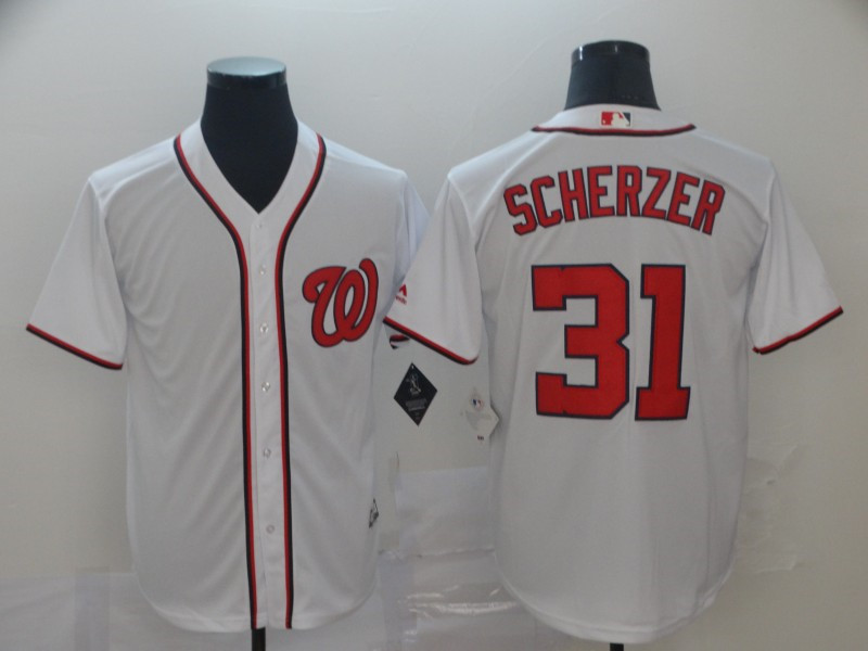 Nationals 31 Max Scherzer White Cool Base Jersey