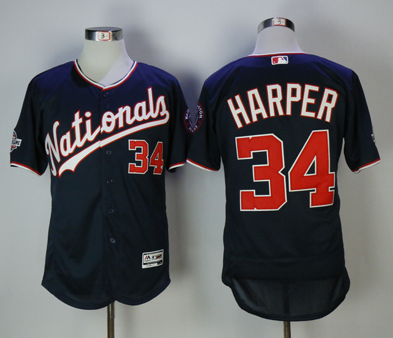 Nationals 34 Bryce Harper Navy 2018 All Star Game Flexbase Jersey