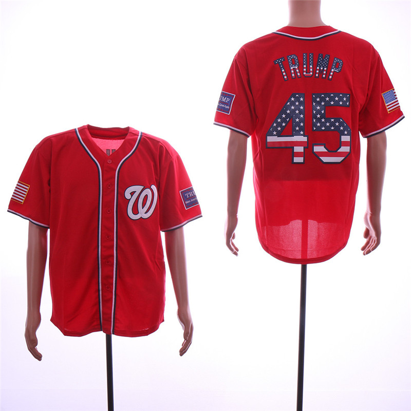 Nationals 45 Donald Trump Red USA Flag Jersey