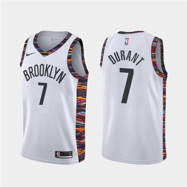 Nets 7 Kevin Durant White City Edition Nike Swingman Jersey