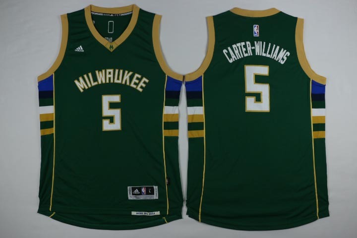 New  NBA Milwaukee Bucks 5 Michael Carter Williams Jersey New Revolution 30 Swingman Road Green Jersey