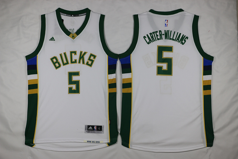 New  NBA Milwaukee Bucks 5 Michael Carter Williams Jersey New Revolution 30 Swingman Road White Jersey