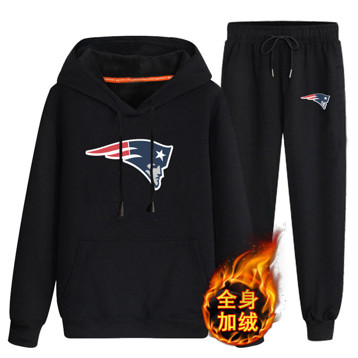 New England Patriots Black Plus Velvet Pullover Hoodie & Pant