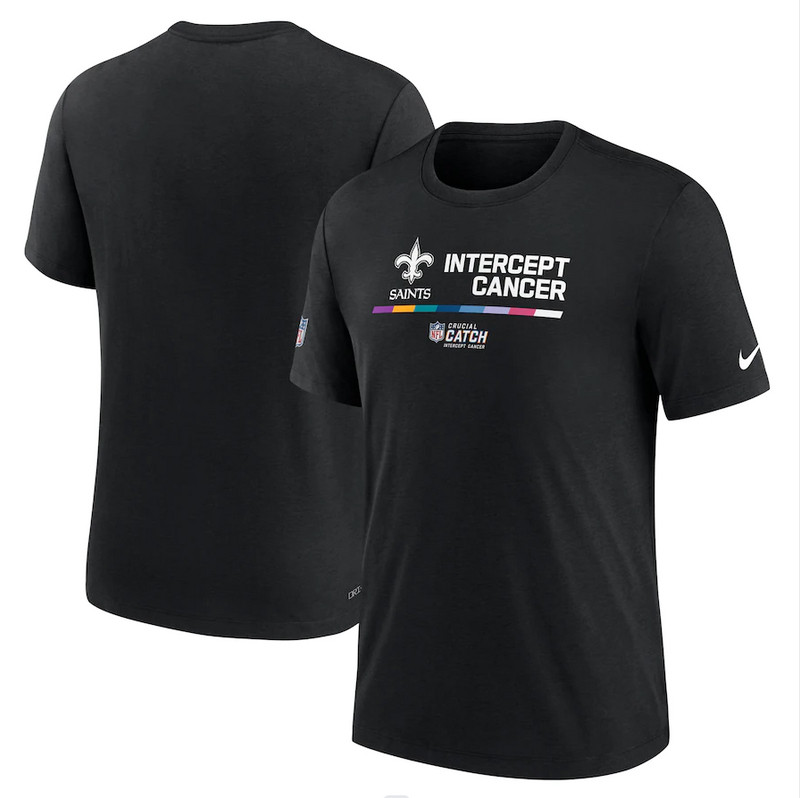 New Orleans Saints Nike 2022 NFL Crucial Catch Performance T Shirt Black