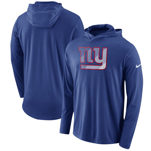 New York Giants  Blend Performance Hooded Long Sleeve T Shirt Royal