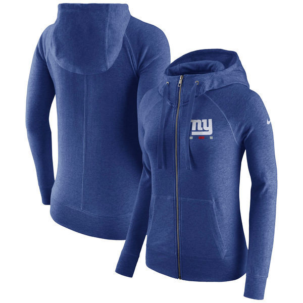 New York Giants  Women's Gym Vintage Full Zip Hoodie Royal