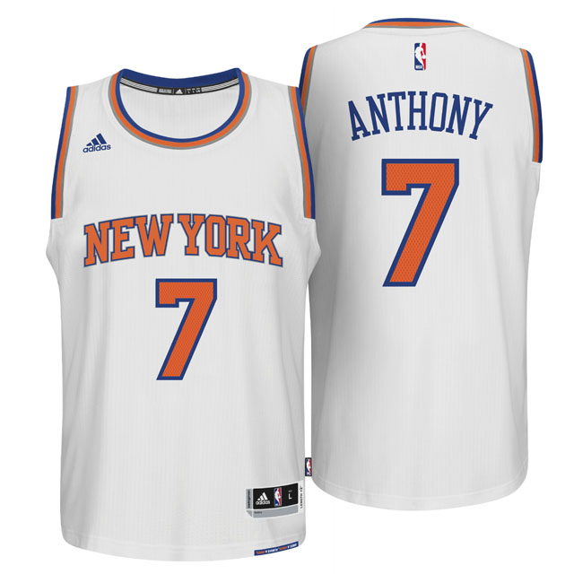 New York Knicks 7 Carmelo Anthony 2014 15 New Swingman Home White Jersey