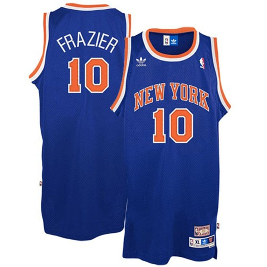 New York Knicks #10 Walt Frazier Royal Hardwood Classics Blue Swingman Throwback Jersey