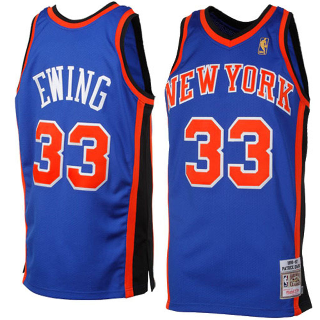 Mitchell & Ness New York Knicks #33 Patrick Ewing 1996 1997 Throwback Authentic Jersey Royal Blue