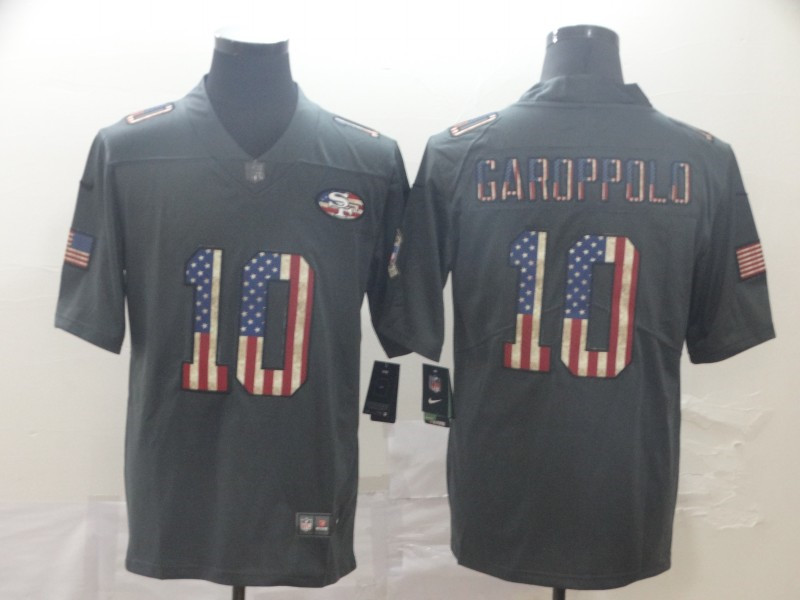 Nike 49ers 10 Jimmy Garoppolo 2019 Salute To Service USA Flag Fashion Limited Jersey