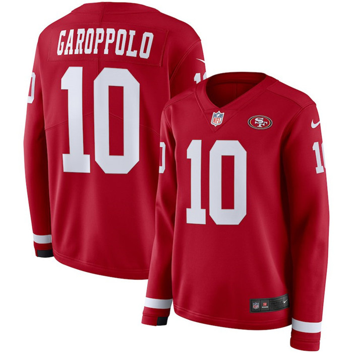  49ers 10 Jimmy Garoppolo Red Women Long Sleeve Limited Jersey