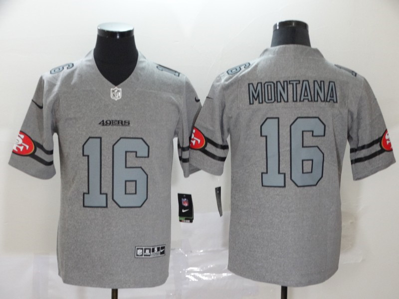 Nike 49ers 16 Joe Montana 2019 Gray Gridiron Gray Vapor Untouchable Limited Jersey