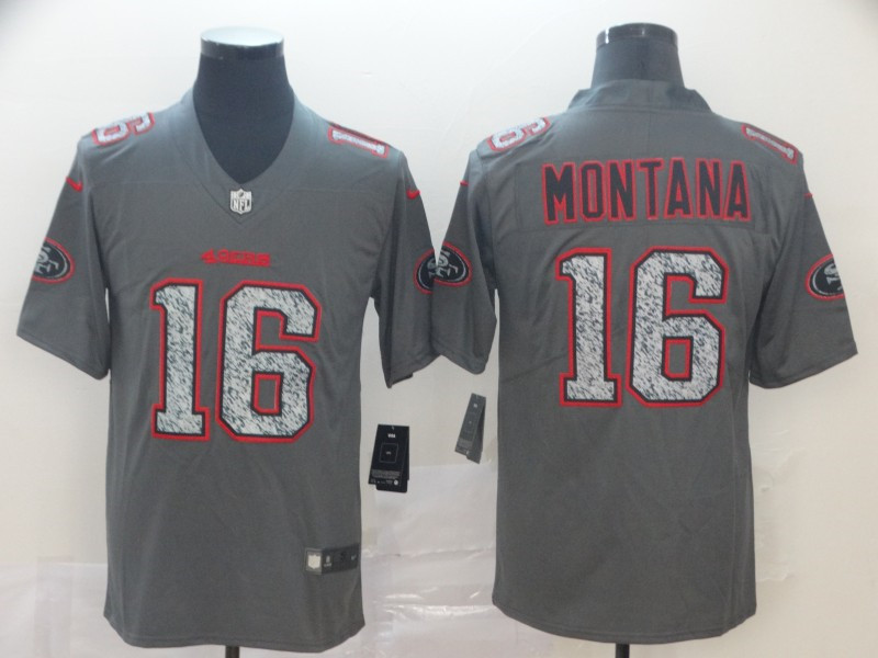 Nike 49ers 16 Joe Montana Gray Camo Vapor Untouchable Limited Jersey