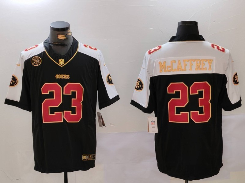 Nike 49ers 23 Christian McCaffrey Black Thanksgiving Day F.U.S.E. Vapor Limited Men Jersey