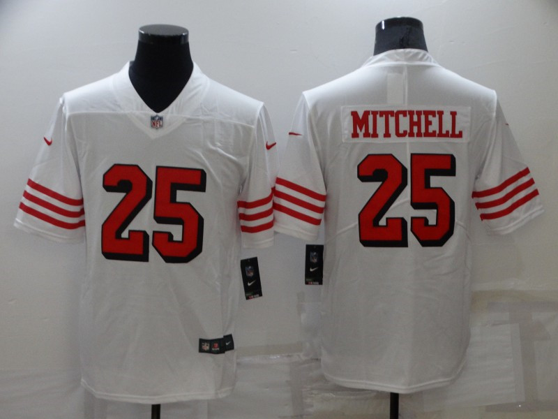 Nike 49ers 25 Elijah Mitchell White Color Rush Vapor Limited Jersey