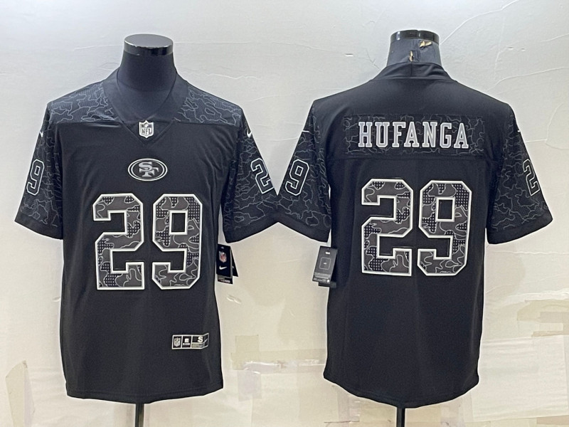 Nike 49ers 29 Talanoa Hufanga Black RFLCTV Limited Jersey