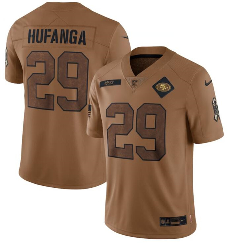 Nike 49ers 29 Talanoa Hufanga Brown Brown 2023 Salute To Service Limited Jersey