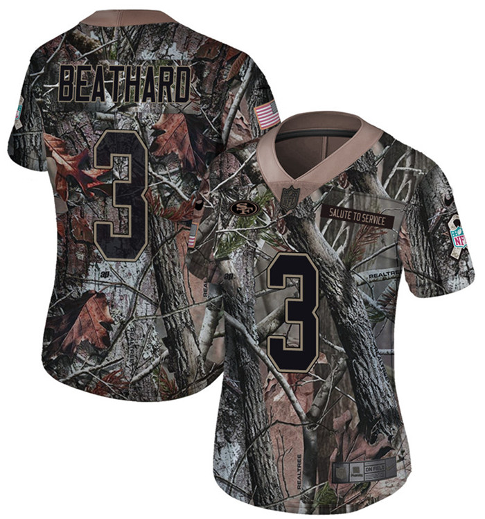  49ers 3 C.J. Beathard Camo Women Rush Limited Jersey