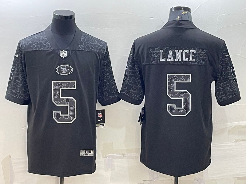 Nike 49ers 5 Trey Lance III Black RFLCTV Limited Jersey