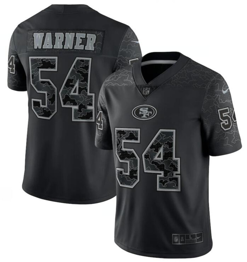 Nike 49ers 54 Fred Warner Black RFLCTV Limited Jersey