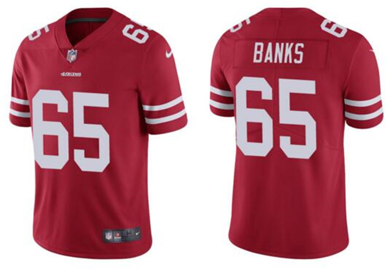 Nike 49ers 65 Aaron Banks Red Vapor Untouchable Limited Jersey