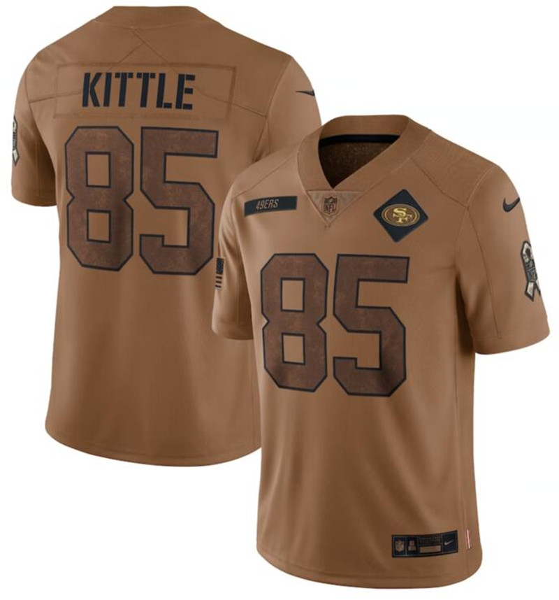 Nike 49ers 85 George Kittle Brown 2023 Salute To Service Limited Jersey