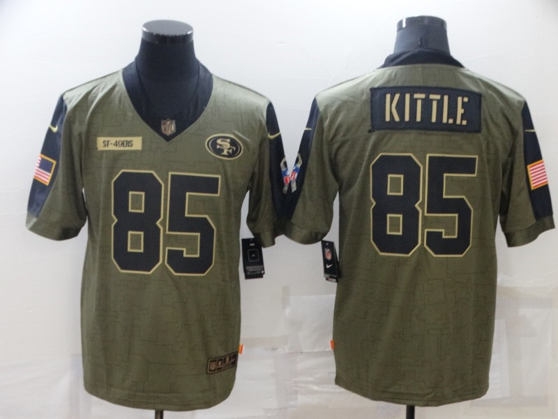 Nike 49ers 85 George Kittle Olive 2021 Salute To Service Limited Jersey