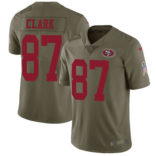  49ers 87 Dwight Clark Olive Salute To Service Limited Jersey