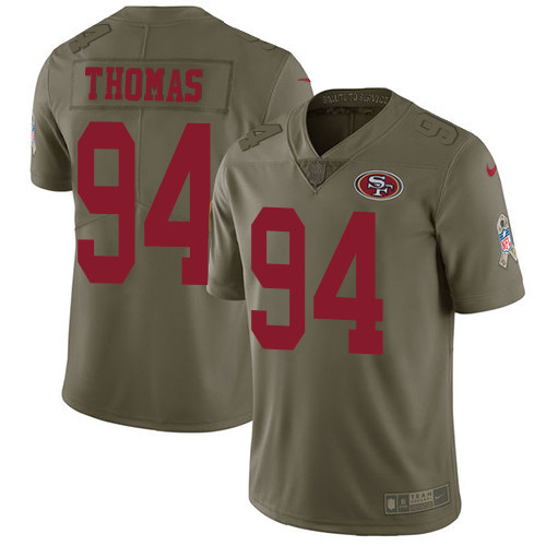  49ers 94 Solomon Thomas Olive Salute To Service Limited Jersey