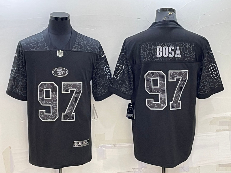 Nike 49ers 97 Nick Bosa Black RFLCTV Limited Jersey