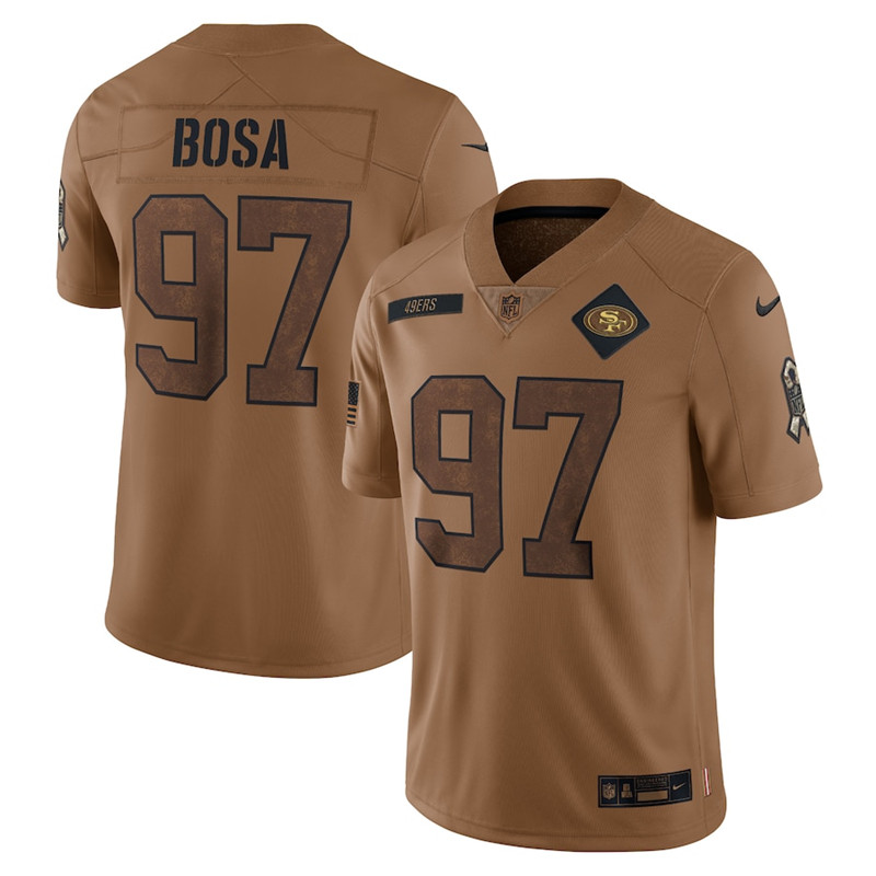 Nike 49ers 97 Nick Bosa Brown 2023 Salute To Service Limited Jersey