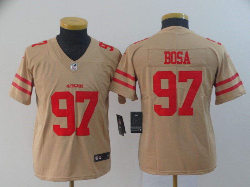 Nike 49ers 97 Nick Bosa Cream Youth Inverted Legend Limited Jersey