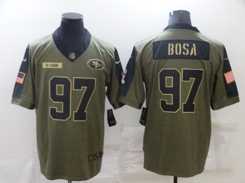 Nike 49ers 97 Nick Bosa Olive 2021 Salute To Service Limited Jersey