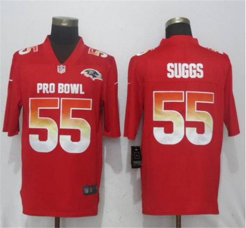  AFC Ravens 55 Terrell Suggs Red 2019 Pro Bowl Limited Jersey