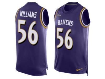  Baltimore Ravens 56 Tim Williams Elite Purple Player Name Number Tank Top NFL Jersey