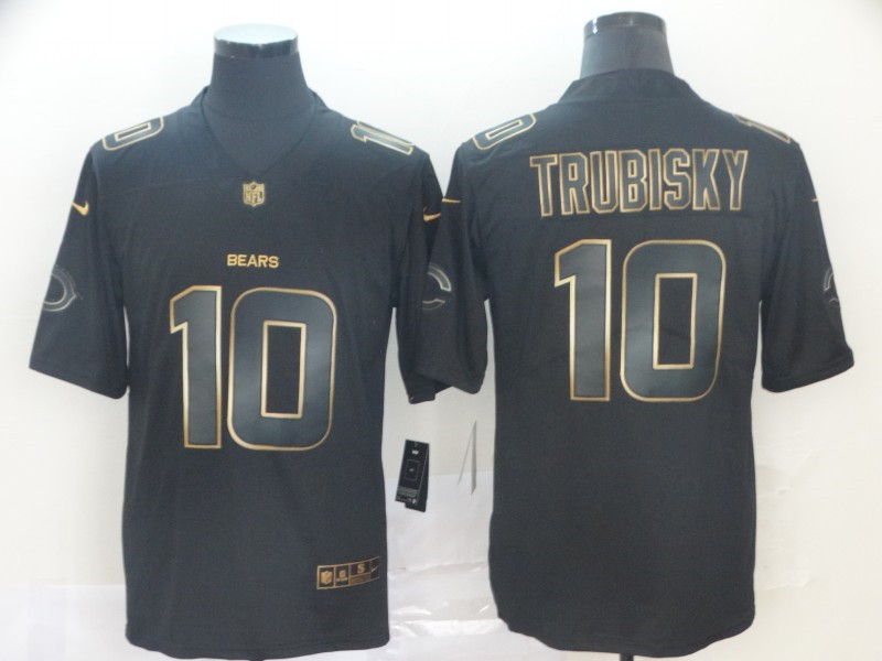 Nike Bears 10 Mitchell Trubisky Black Gold Vapor Untouchable Limited Jersey