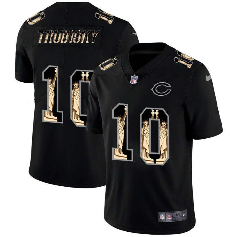 Nike Bears 10 Mitchell Trubisky Black Statue of Liberty Limited Jersey