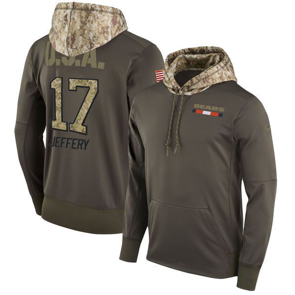  Bears 17 Alshon Jeffery Olive Salute To Service Pullover Hoodie