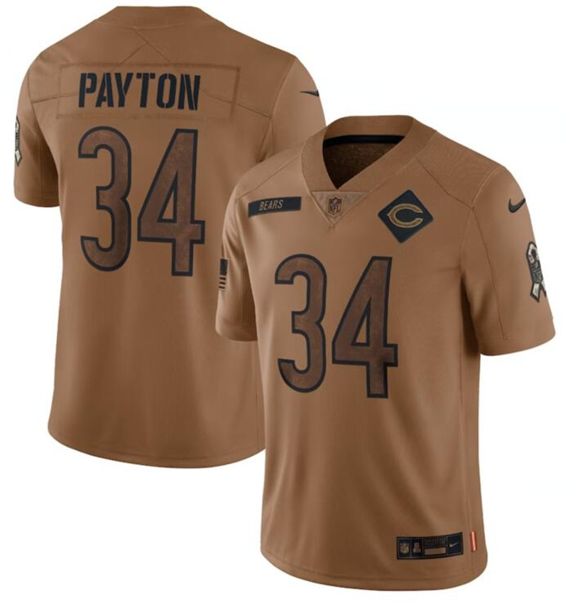 Nike Bears 34 Walter Payton Brown 2023 Salute To Service Limited Jersey