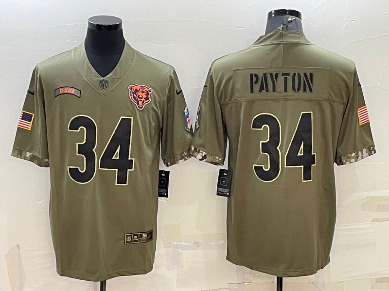 Nike Bears 34 Walter Payton Olive 2022 Salute To Service Limited Jersey
