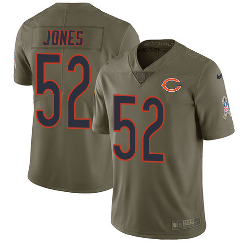  Bears 52 Christian Jones Olive Salute To Service Limited Jersey