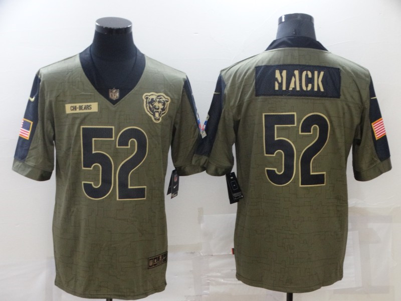 Nike Bears 52 Khalil Mack Olive 2021 Salute To Service Limited Jersey