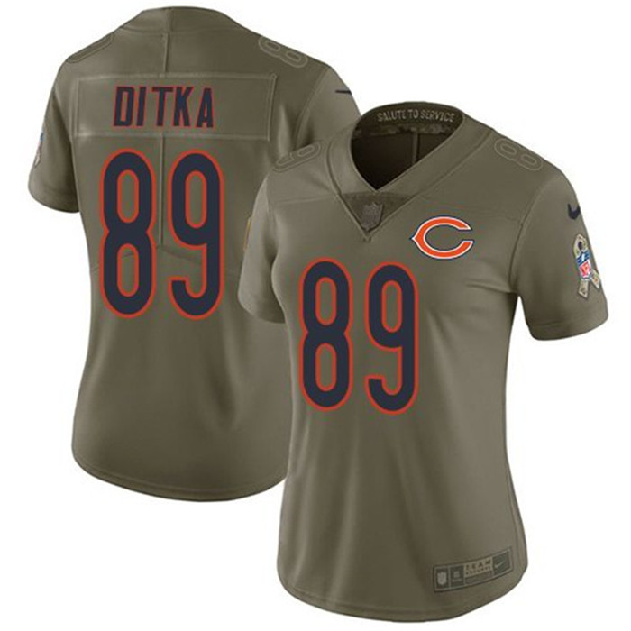  Bears 89 Mike Ditka Olive Women Salute To Service Limited Jersey