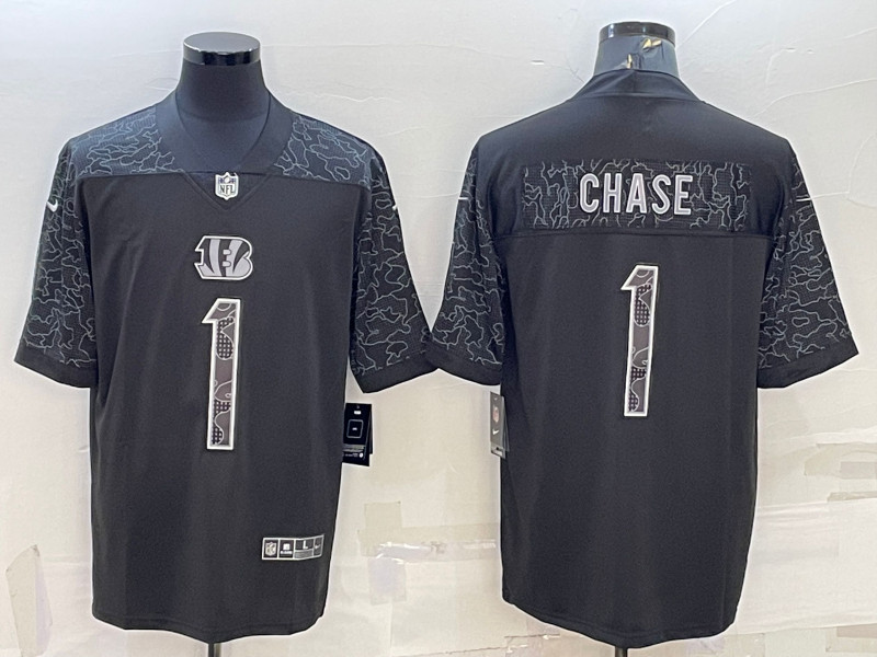 Nike Bengals 1 Ja'Marr Chase Black RFLCTV Limited Jersey