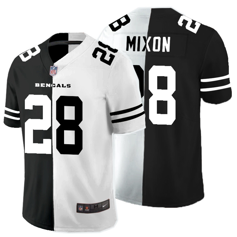 Nike Bengals 28 Joe Mixon Black And White Split Vapor Untouchable Limited Jersey