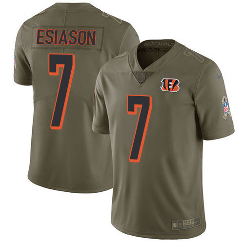  Bengals 7 Boomer Esiason Olive Salute To Service Limited Jersey