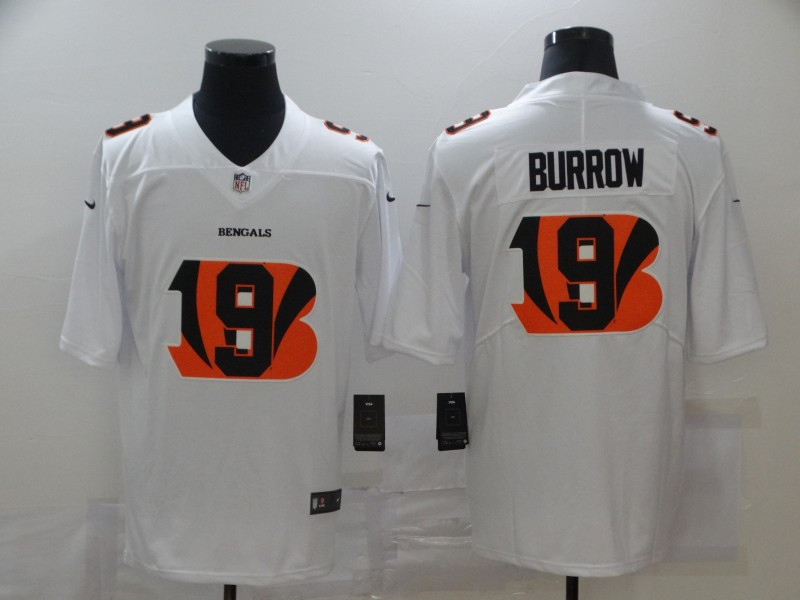 Nike Bengals 9 Joe Burrow White Shadow Logo Limited Jersey