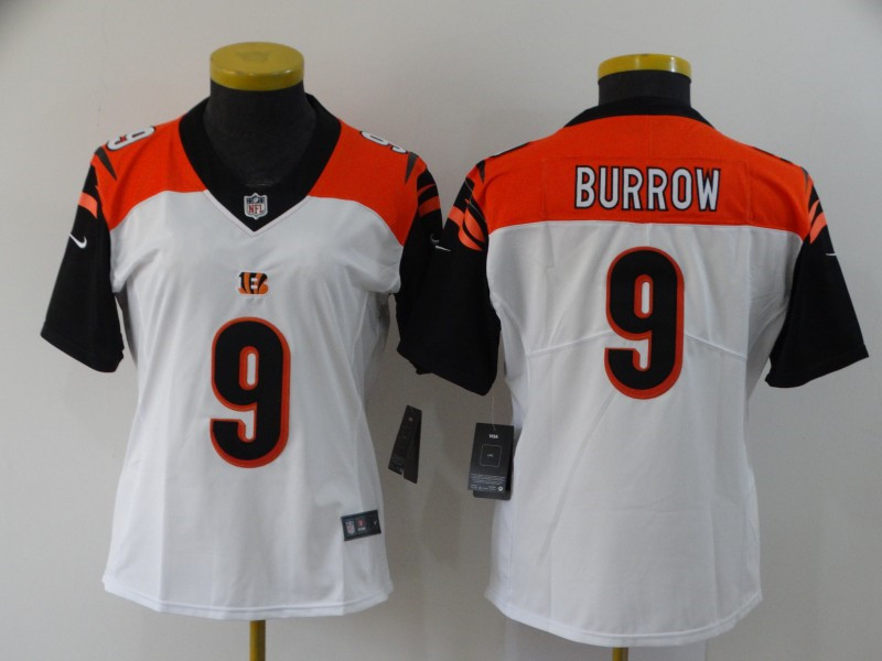 Nike Bengals 9 Joe Burrow White Women 2020 NFL Draft First Round Pick Vapor Untouchable Limited Jersey